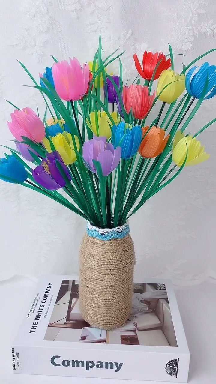 很简单的塑料花制作过程希望你能喜欢创意手工