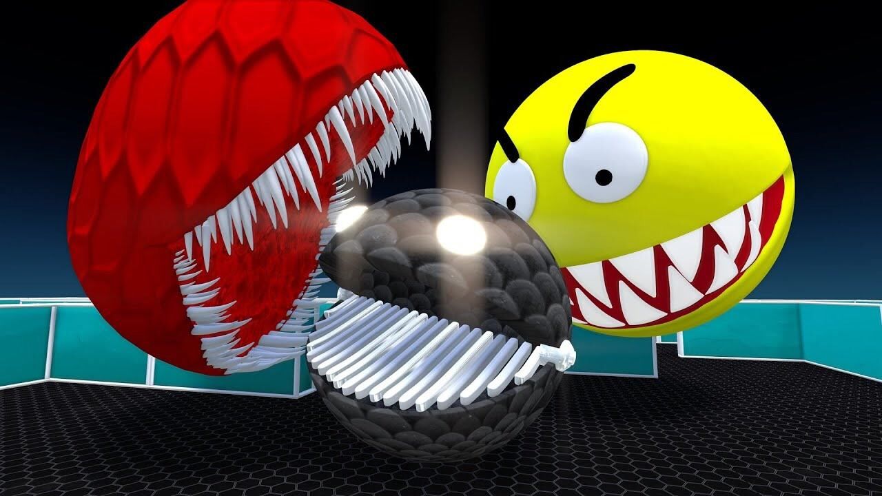 吃豆人动画吃豆人吃了巧克力变身红色巨型吃豆人