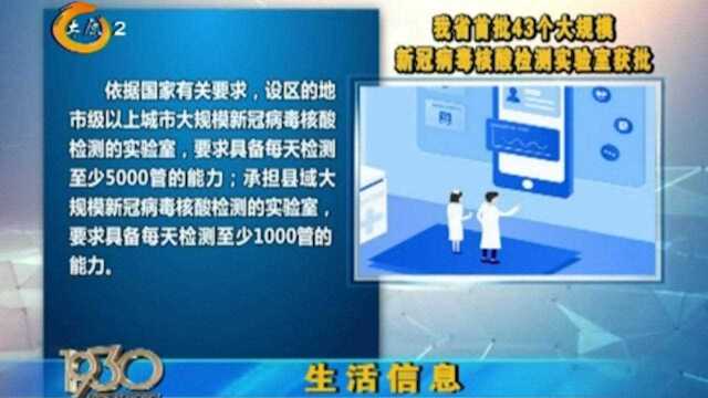 好消息!山西省首批43个大规模新冠病毒核酸检测实验室获批