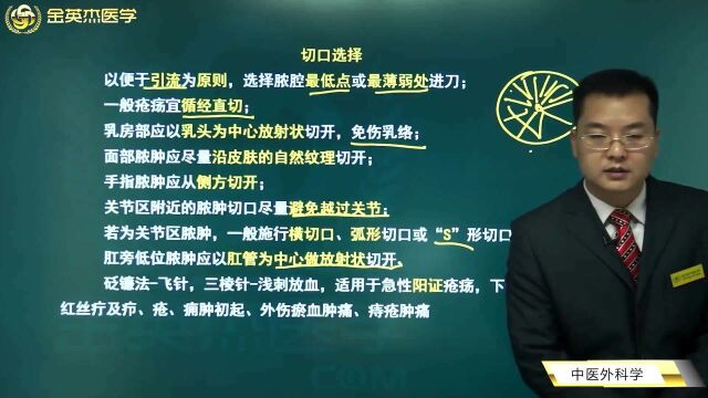 中医外科学03治法02外治法03切口的选择原则