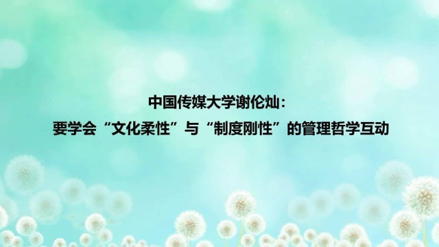 谢伦灿:要学会“文化柔性”与“制度刚性”的管理哲学互动