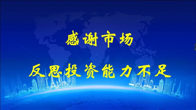 感谢市场,反思投资能力的不足