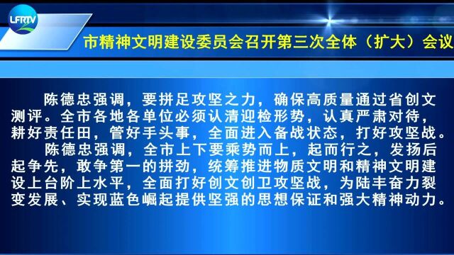 市精神文明建设委员会召开第三次全体(扩大)会议