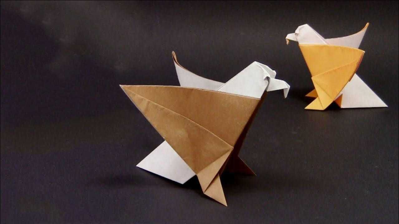 简单有趣的立体折纸老鹰,折好可以立在桌上,栩栩如生!