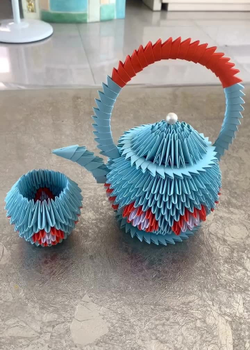 手工折纸制作茶壶套装,成品太好看了吧,喜欢的朋友赶快收藏!