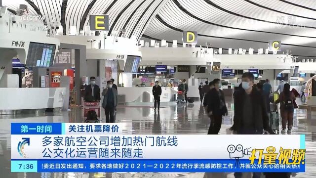 多家航空公司增加热门航线,公交化运营随来随走