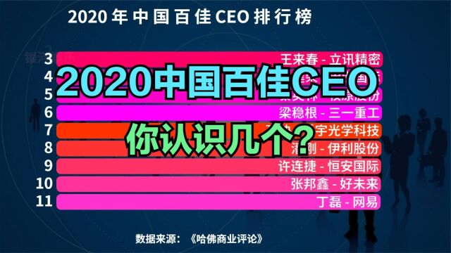 美国杂志评选2020中国百佳CEO排行榜,董明珠仅排第26,猜猜前十名都是谁?