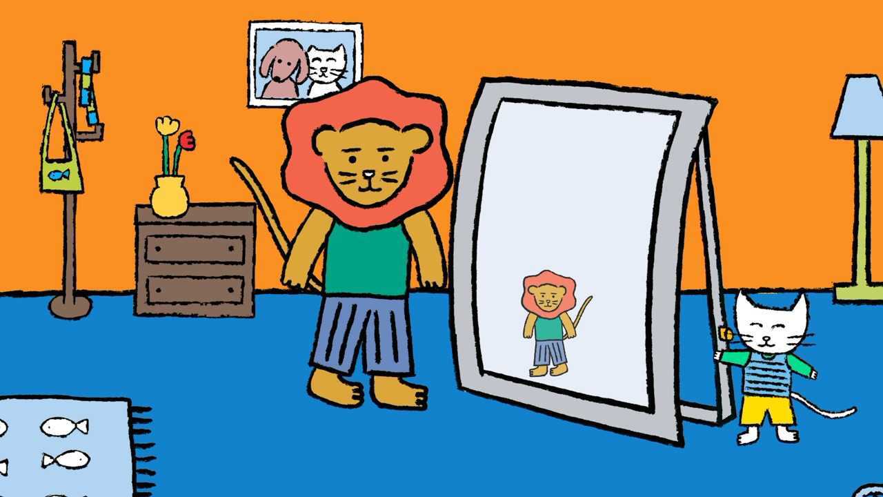 《狮子照哈哈镜》小猫是怎样把凶猛的大狮子吓跑的?