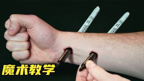 6个一学就会的只需要笔的魔术技巧，笔穿过肉身一点都不难？