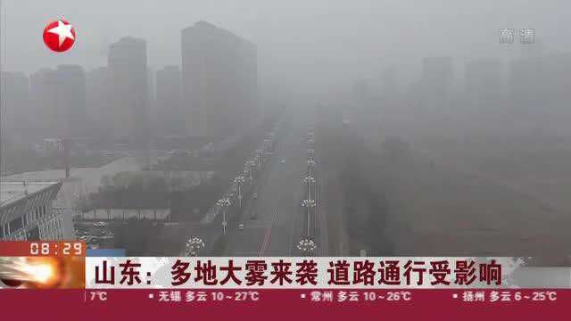 山东:多地大雾来袭 道路通行受影响