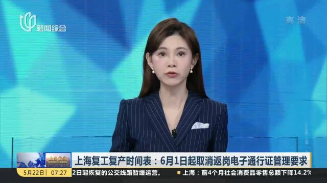 上海复工复产时间表:6月1日起取消返岗电子通行证管理要求 无疫情风险区域内企业:与小区间正常通行 员工无须闭环管理