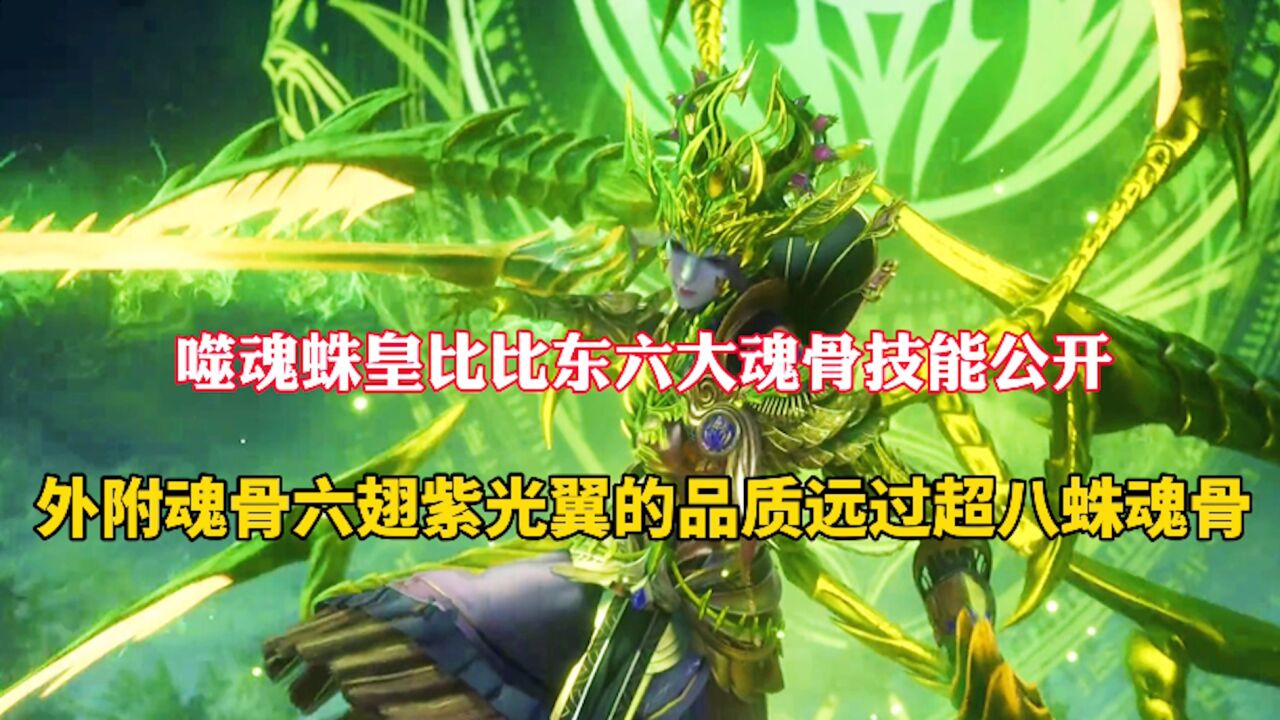 斗罗大陆噬魂蛛皇比比东六大魂骨技能公开双臂展开酷似罗刹魔镰