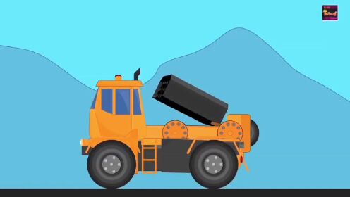 3d工程车挖掘机益智动画系列:变形卡车工程车动画 工程车变身导弹发射
