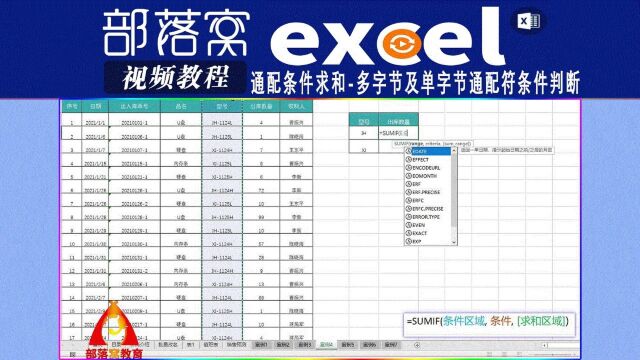 excel通配条件求和视频:多字节及单字节通配符条件判断