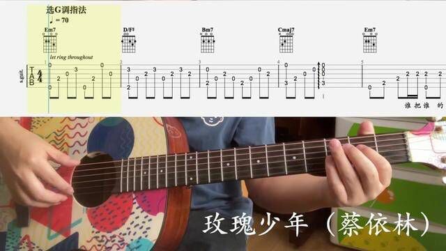 【吉他独奏慢速示范】玫瑰少年(蔡依林) #吉他 #零基础学吉他 #乐器演奏 #指弹 #吉他谱 #五月天