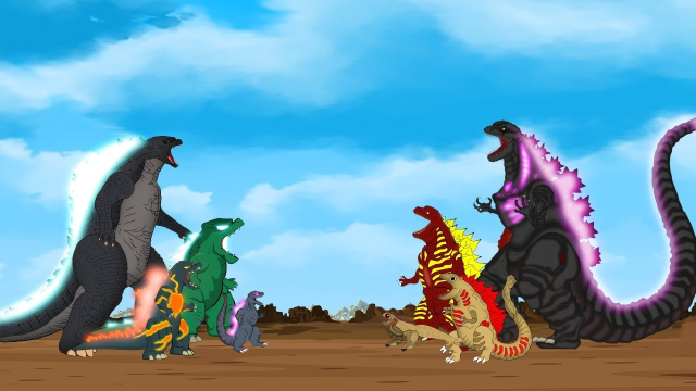 传奇哥斯拉带着儿子们大战新哥斯拉家族,新生代哥斯拉已经诞生