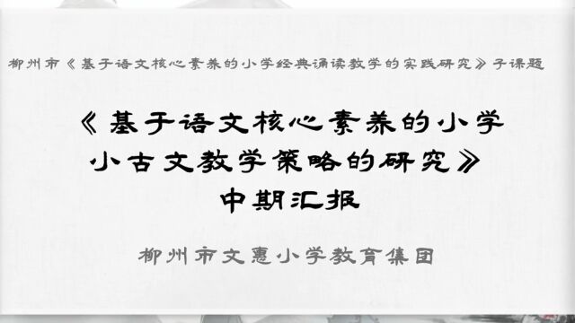 文惠小学教育集团《小古文》中期报告