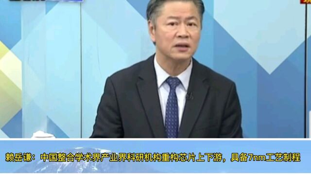 赖岳谦:中国整合学术界产业界重构芯片上下游,具备7nm工艺制程