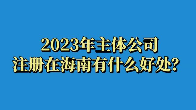 2023年主体公司注册在海南有什么好处?