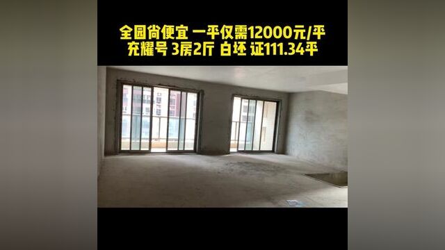 全园性价比 一平仅需12000元/平 充耀号 3房2厅 白坯 证111.34平