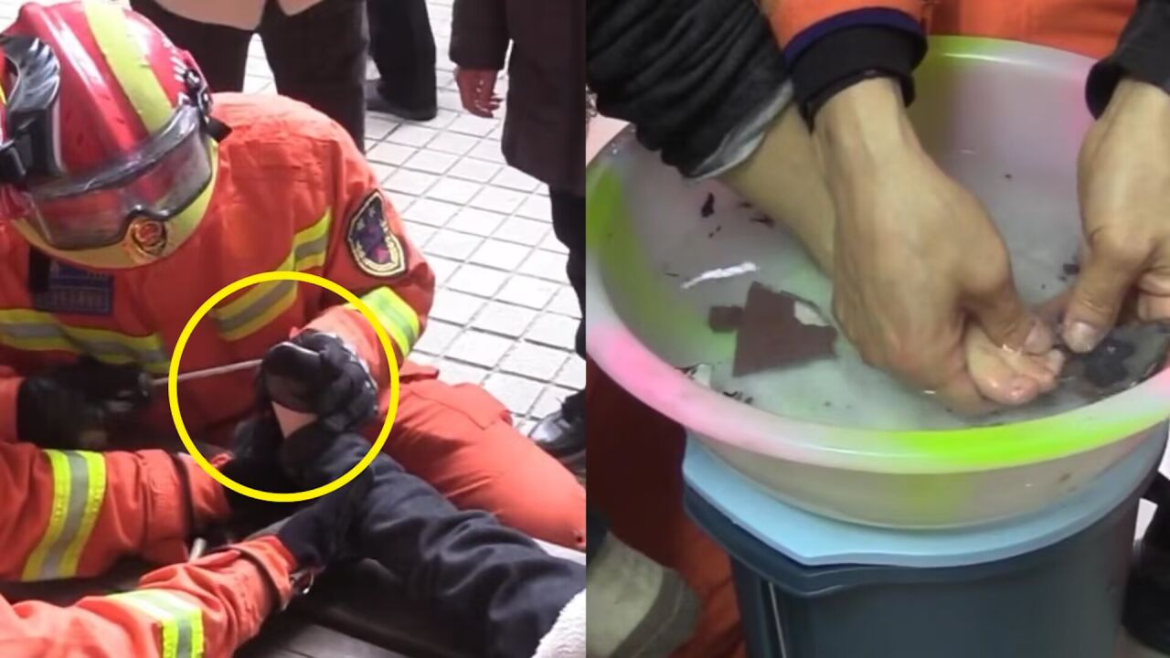 女孩穿高跟鞋不合脚,用胶水将脚和鞋粘住后急坏,立马求助消防员