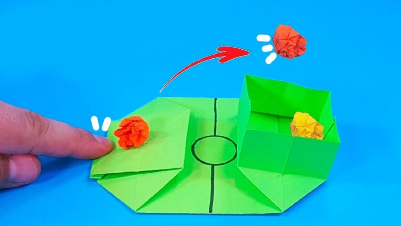 彩色折纸制作简易投篮玩具