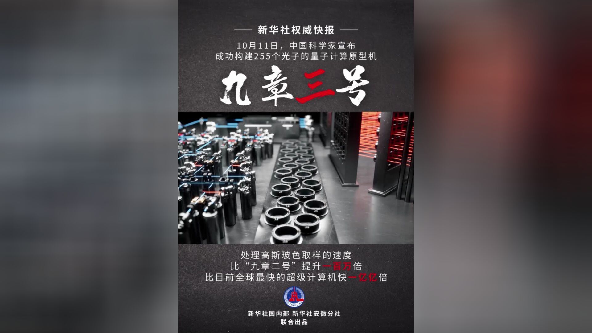 中国成功研制“九章三号”量子计算原型机：求解特定问题快一亿亿倍-腾讯新闻