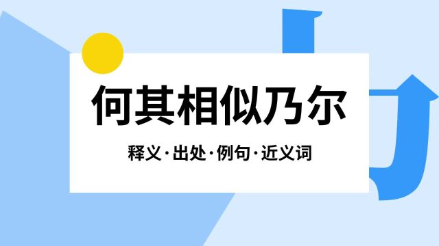 “何其相似乃尔”是什么意思?