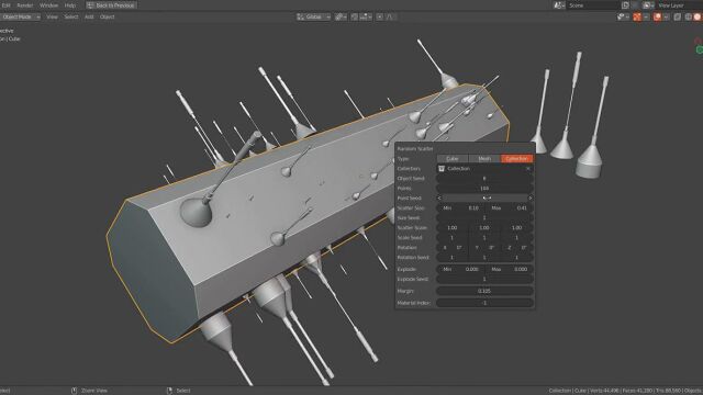 【Blender插件】 Random Flow 2.8 随机建模流网格科幻形状细节生成器