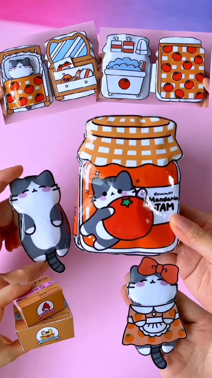 自制橘子果酱猫咪洗澡化妆安静书