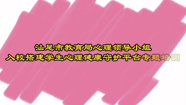 《汕尾市教育局心理领导小组入校搭建学生心理健康守护平台专题培训》20230605