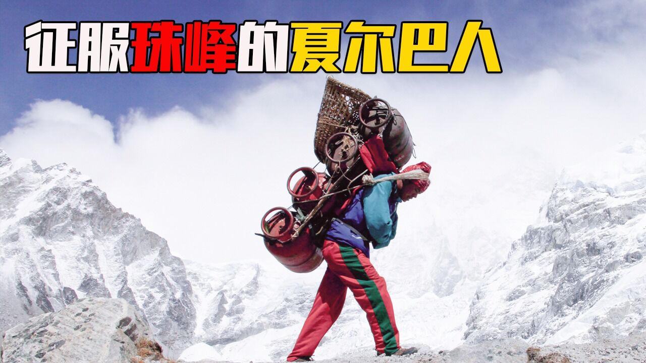 夏尔巴人抬王石上珠峰,_大山谷图库