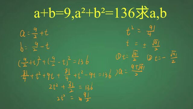 若a+b=9,,aⲫbⲽ136,求a,b