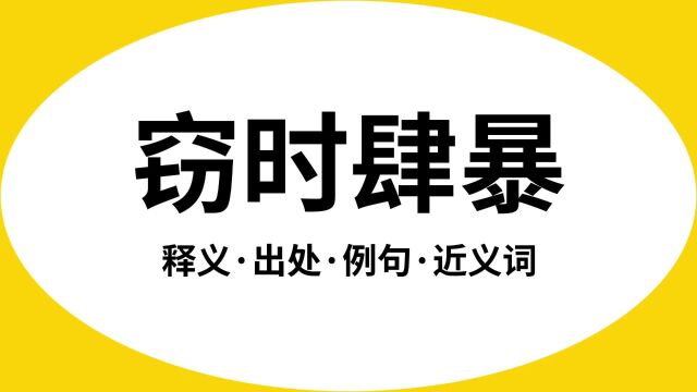 “窃时肆暴”是什么意思?