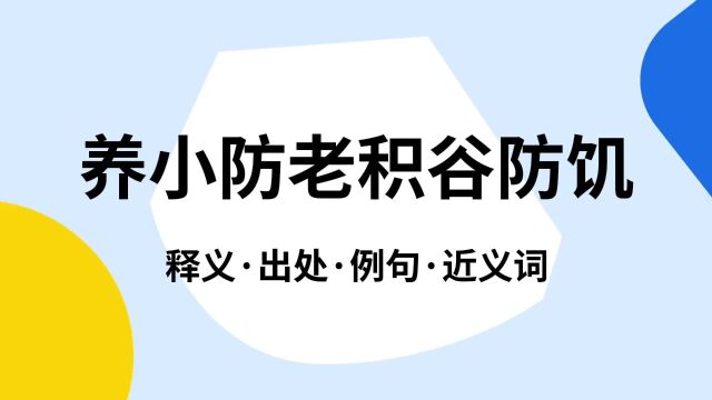 “养小防老积谷防饥”是什么意思?