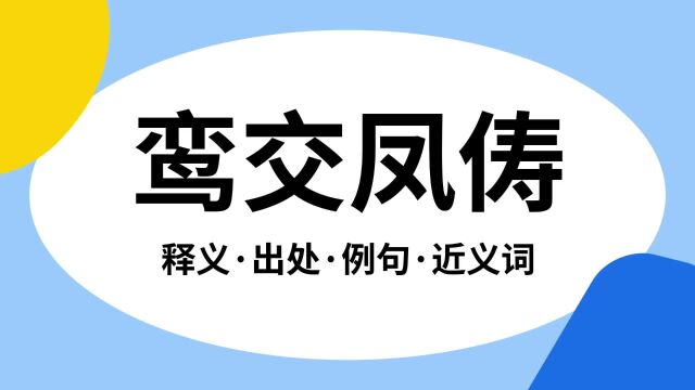 “鸾交凤俦”是什么意思?