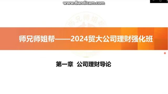 2024贸大强化班公司理财概览版本