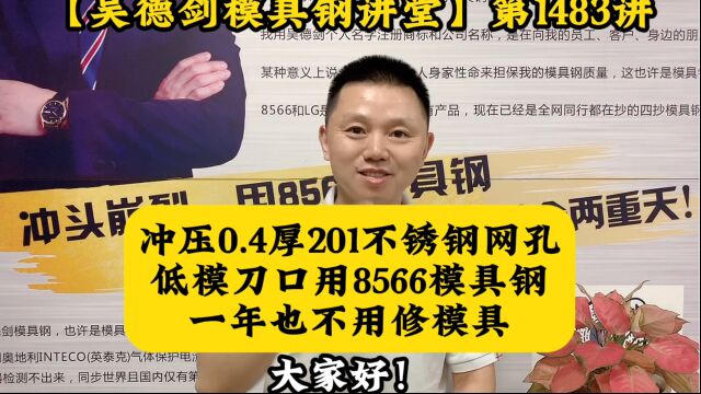 冲压0.4厚201不锈钢网孔,低模刀口用8566模具钢,一年也不用修模具.第1483讲