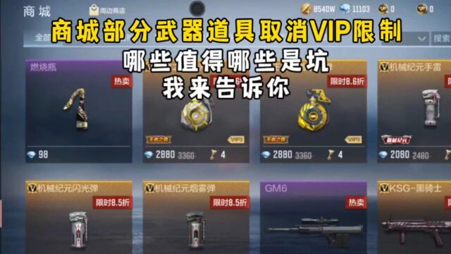 商城部分武器道具取消VIP限制,哪些值得哪些是坑,我来告诉你