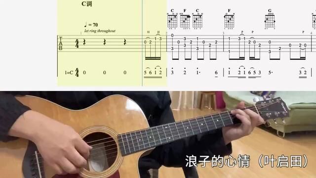 【吉他独奏慢速示范】浪子的心情(叶启田) #零基础学吉他 #吉他谱 #吉他教程 #吉他老杨 #吉他指弹