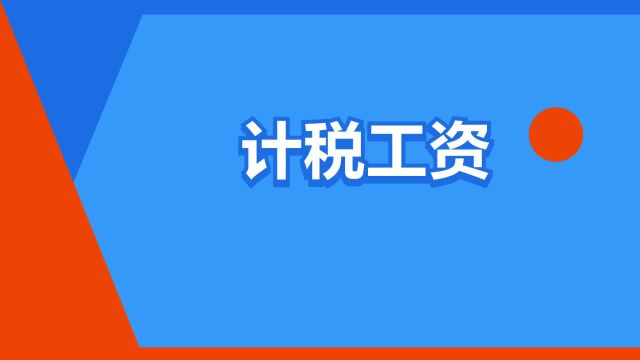 “计税工资”是什么意思?