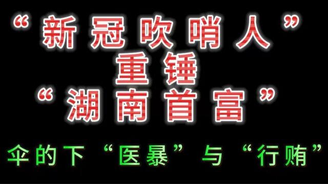 “新冠吹哨人”重锤“湖南首富”伞下的“医暴”与“行贿”!