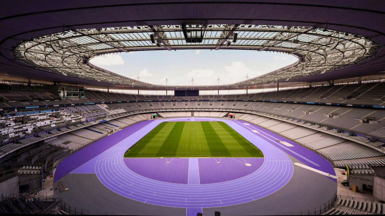 巴黎奥运田径主赛场跑道首次使用紫色配色