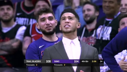 《NBA全场回放》【原声回放】开拓者vs太阳第4节 卢比奥错失三分绝杀