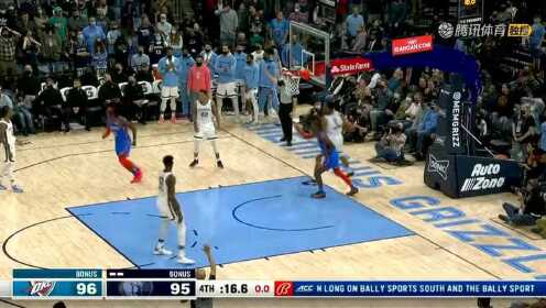 《NBA全场集锦》雷霆巧妙战术成功！亚历山大空位扣篮得手