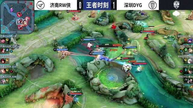 济南RW侠 vs 深圳DYG 第一局 小义马可波罗狂热弹幕火力全开 DYG完美运营拿下首局