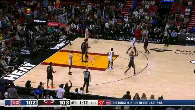 NBA常规赛：活塞vs热火第4节原声解说回放