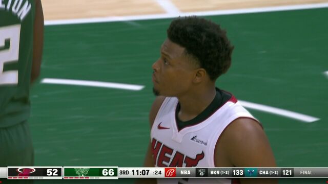 NBA常规赛：热火vs雄鹿第3节英文原声回放