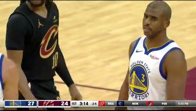 NBA常规赛：勇士vs骑士第1节英文原声回放