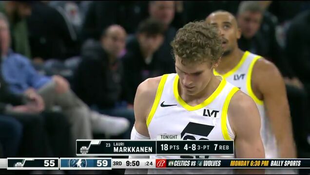  NBA常规赛：爵士vs森林狼第3节英文原声回放